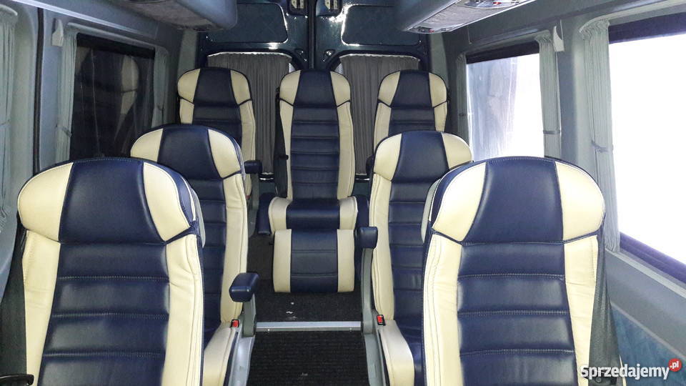 Bus VW Crafter 9 miejscowy w zabudowie skórzana tapicerka Nisko