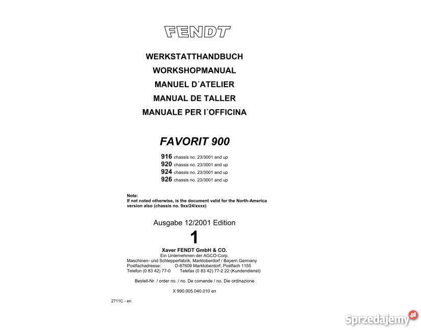 Fendt Favorit 916 920 924 926 INSTRUKCJA NAPRAW świętokrzyskie Kielce