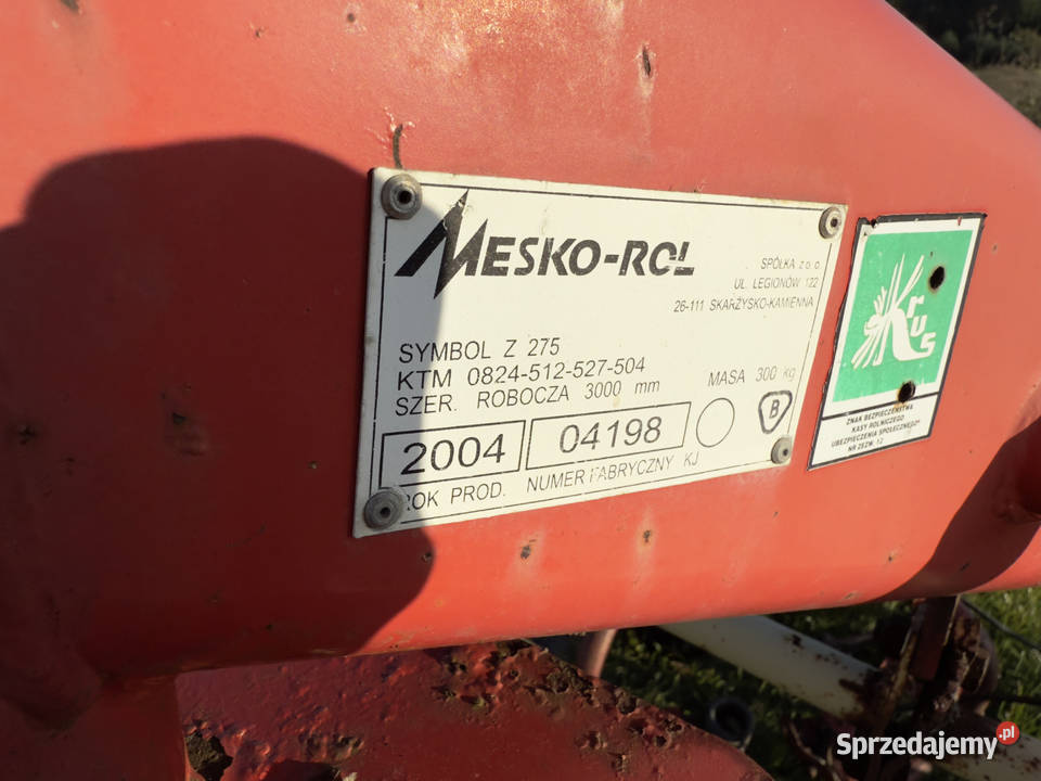 Przetrząsarko zgrabiarka MeskoRol Z 275 3m Włoszczowa