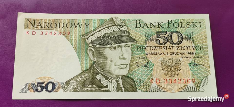 Banknot z PRLu 50 1988 stan UNC 4 Pruszków