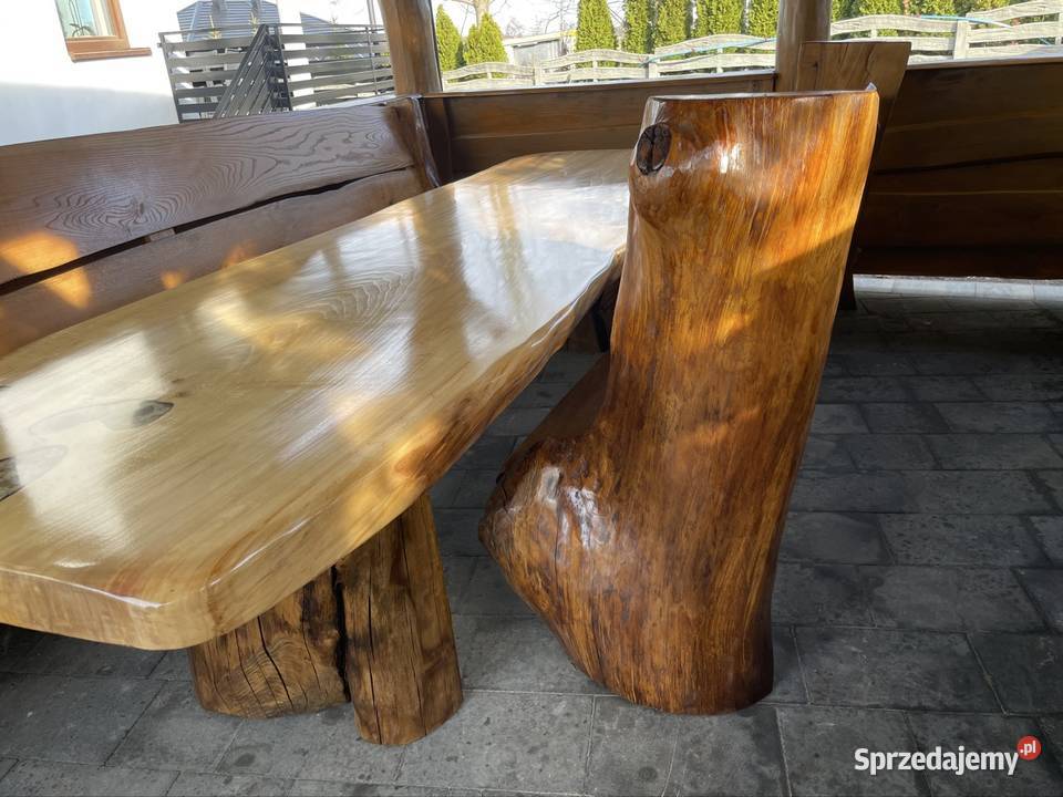 Meble ogrodowe stół monolit stolik live edge dąb mazowieckie Przysucha