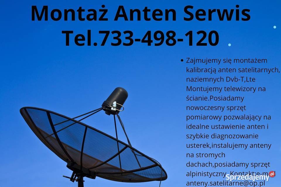 Montażregulacja anten montaż telewwizorów na serwis sprzętu