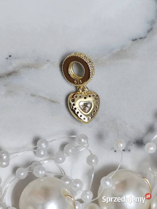 Charms zawieszka kryształowe serce próba S 925 Zgierz sprzedam