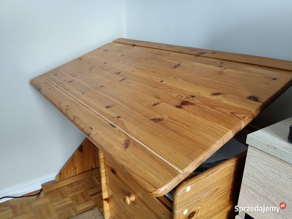 4 krzesła sosnowe i biurko do renowacji Meble do salonu Świdnik