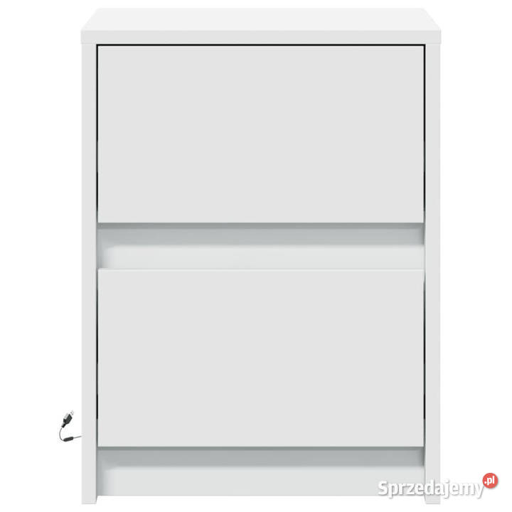 Szafki nocne z LED 2 białe materiał Nocne sprzedam
