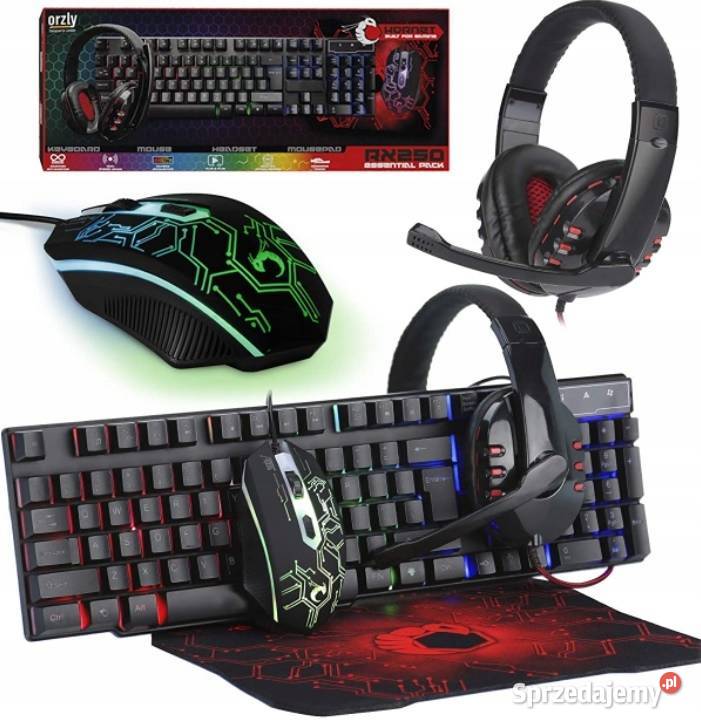 ZESTAW ORZLY RX250 KLAWIATURA MYSZ SŁUCHAWKI Pozostałe Myszyniec