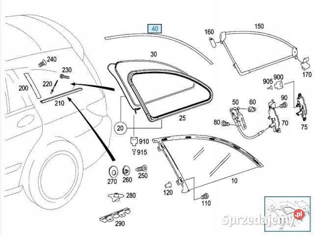 LISTWA SZYBY KAROSERYJNEJ LEWY TYŁ MERCEDES W251