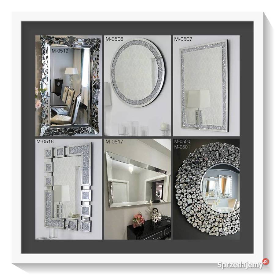 Lustro glamour okrągłe prostokątne do salonu mazowieckie Warszawa