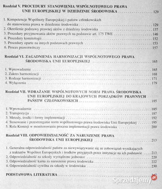 Prawo środowiska Unii Europejskiej Maria Rok wydania 2005 Pozostałe Chełm
