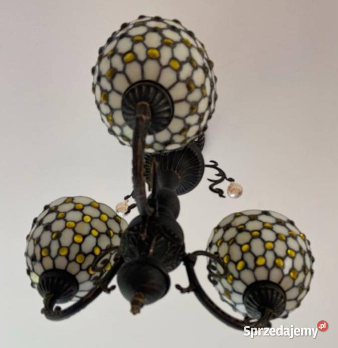Lampa żyrandol witrażowa Tiffany Kaliska