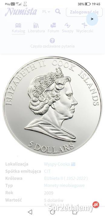 Cook Islands 5 dolarów 2009 mak polny Ag999