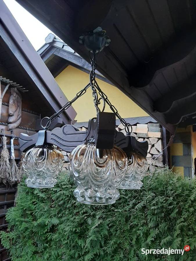 Lampa do altany drewniana lampa stara małopolskie Lubień