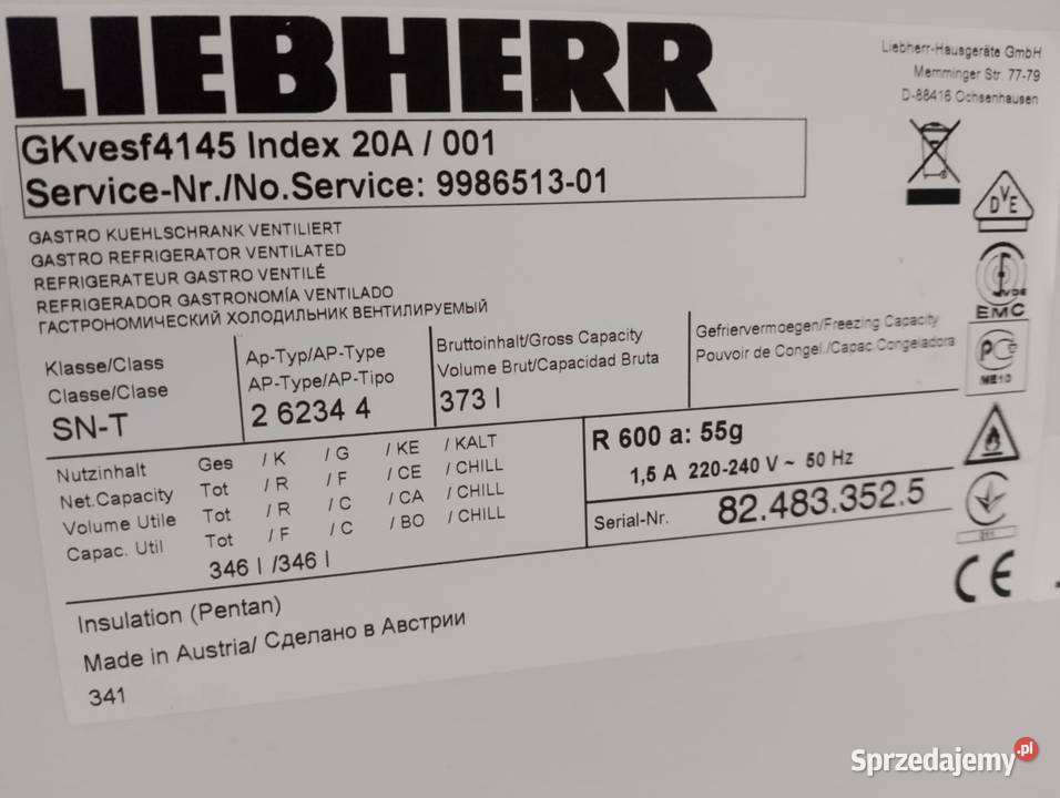 Szafa chłodnicza Liebherr GKVESF 4145 dolnośląskie Wrocław