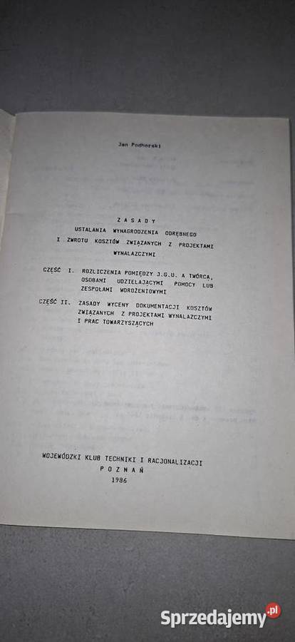 Zasady wyceny wynalazków PRL unikat 1986 Poznań Łęczyca sprzedam