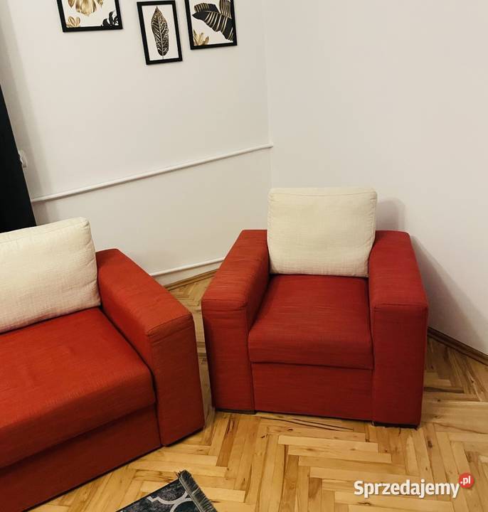 Sofa rozkładana z funkcją spania dwa fotele tkanina Sanok sprzedam