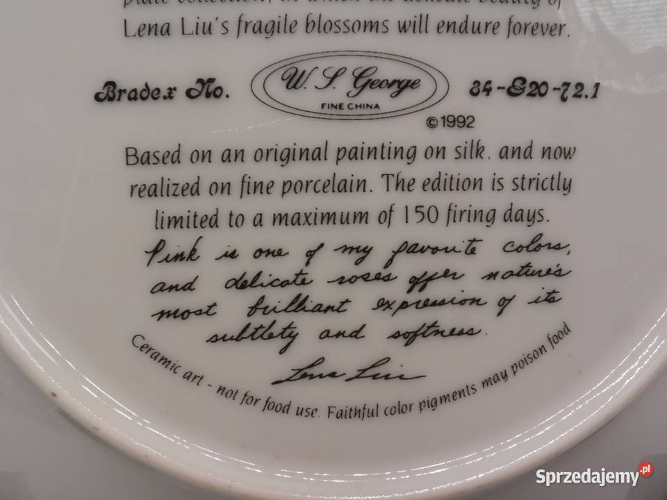 Porcelanowy Talerz Kolekcjonerski Roses Lena Liu Raszków