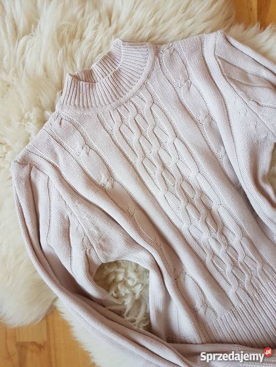 BEŻOWY SWETER 38 40 WARKOCZ Jasło