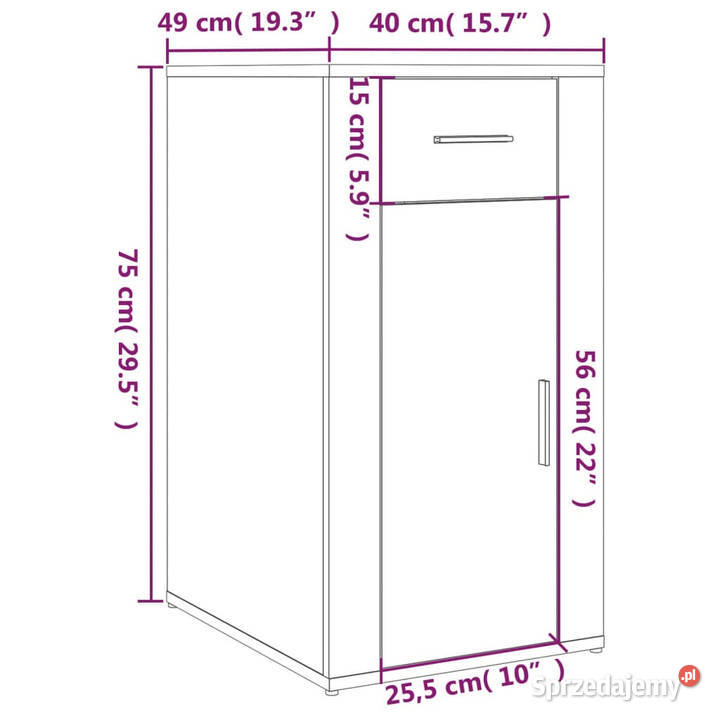 Szafka pod biurko przydymiony dąb 40x49x75 Warszawa
