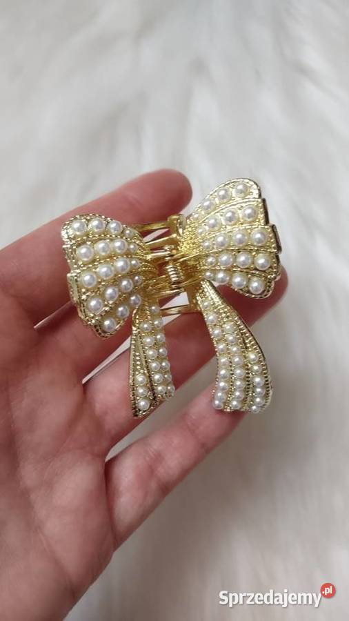 Perełkowa złota spinka do włosów kokarda Glamour Olkusz sprzedam