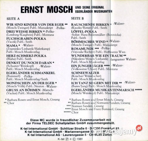 Ernst Mosch Und Seine Original Egerlnder etno/folk Gliwice