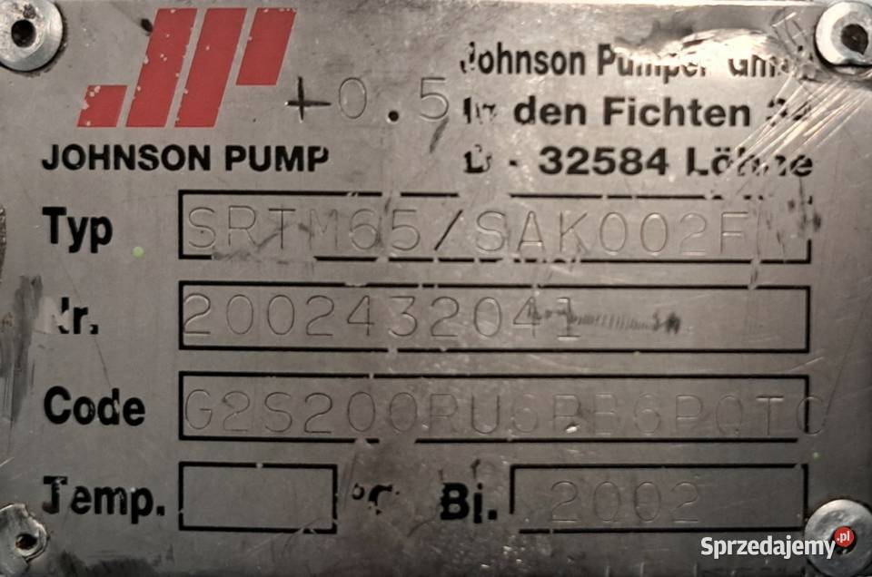 Pompa Krzywkowa Johnson SRTM65 zębate Śrubowa do Warszawa