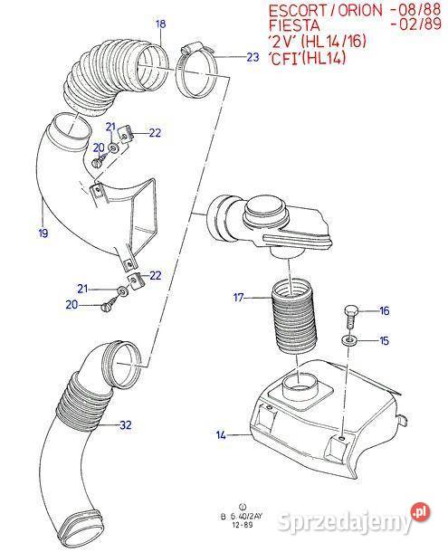 FILTR POWIETRZA FORD ESCORT MK4 16 ORYGINAŁ ASO osobowe sprzedam