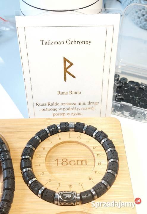 BRANSOLETKA RUNA RAIDO STAL SZLACHETNA KAMIEŃ Częstochowa