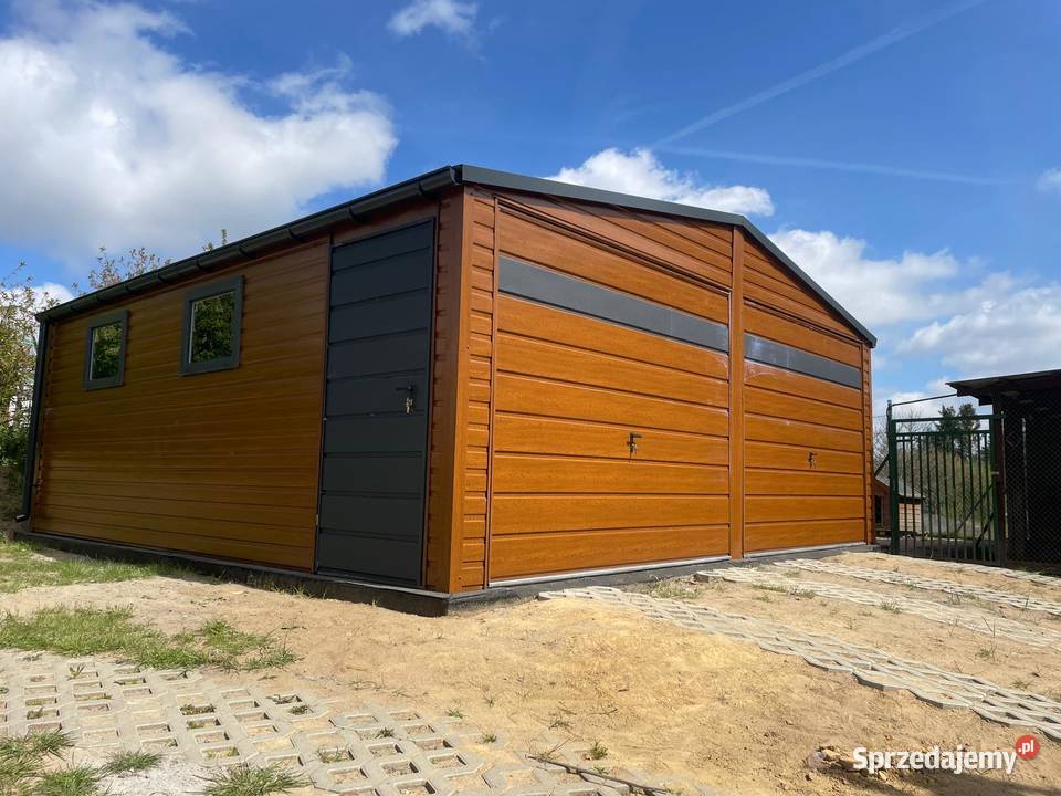 Garaż blaszany drewnopodobny 66 dwuspadowy złoty dolnośląskie