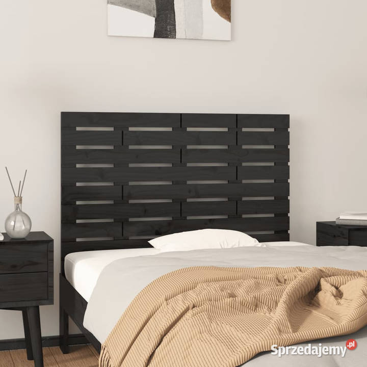Wezgłowie łóżka czarne 96x3x63 lite drewno Warszawa