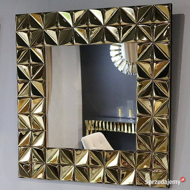 Lustro złote glamour kwadratowe 76x76 M0672 mazowieckie Warszawa