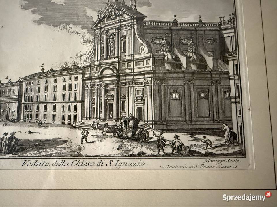 Antyczny Miedzioryt 1770 Veduta della Chiesa di śląskie Czerwionka-Leszczyny sprzedam