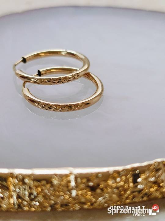 Złote Nowe kolczyki ze wzorem śred19mmpr585 zachodniopomorskie Wałcz