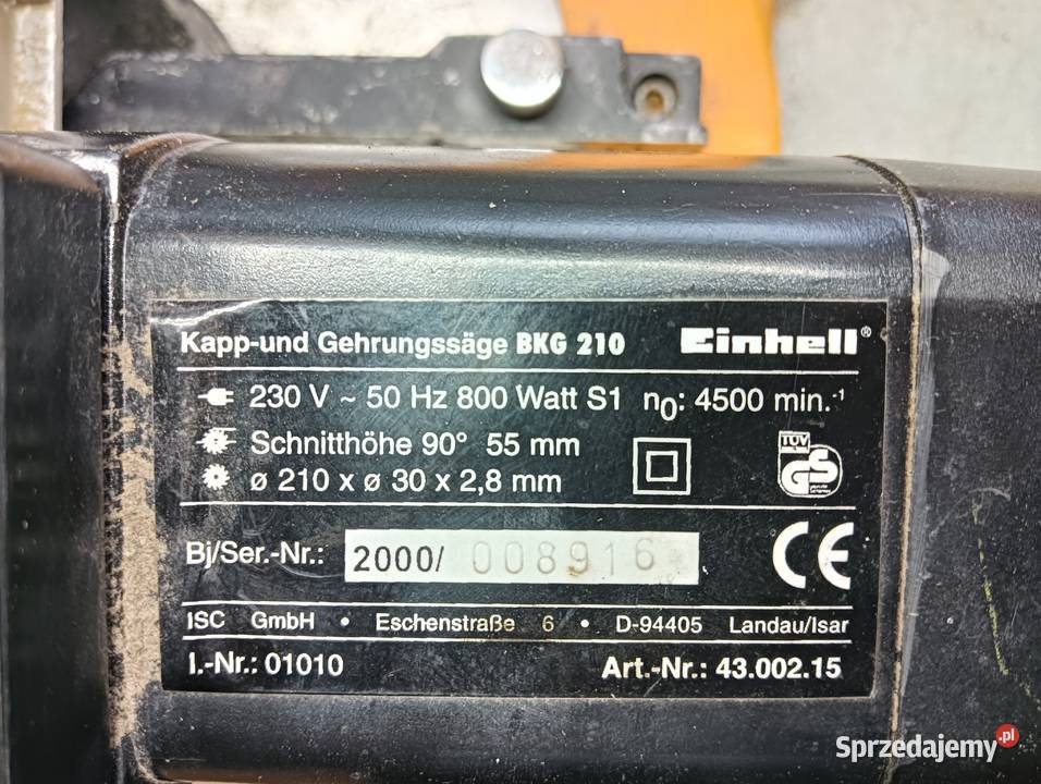 Ukośnica do cięcia widiowa EINHELL 800W 230V Wałbrzych sprzedam