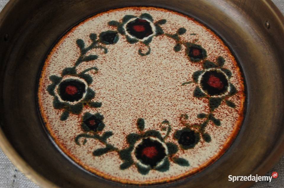 Patera mosiężna mosiądz ceramika Szwajcaria wielokolorowy lubelskie Lublin sprzedam