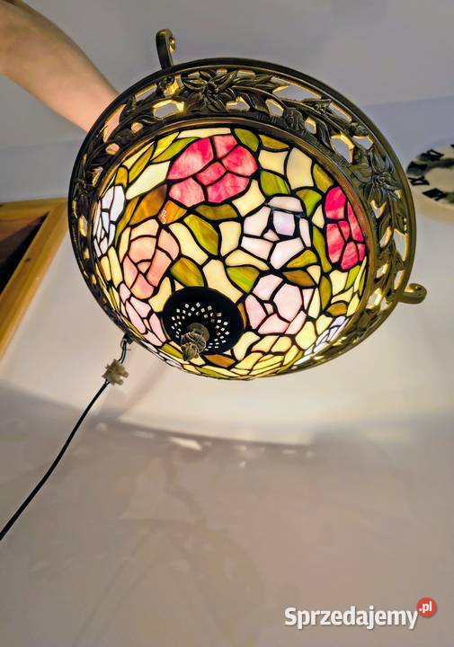 Tiffany lampa witrażowa wisząca plafon sufitowa Zaręba