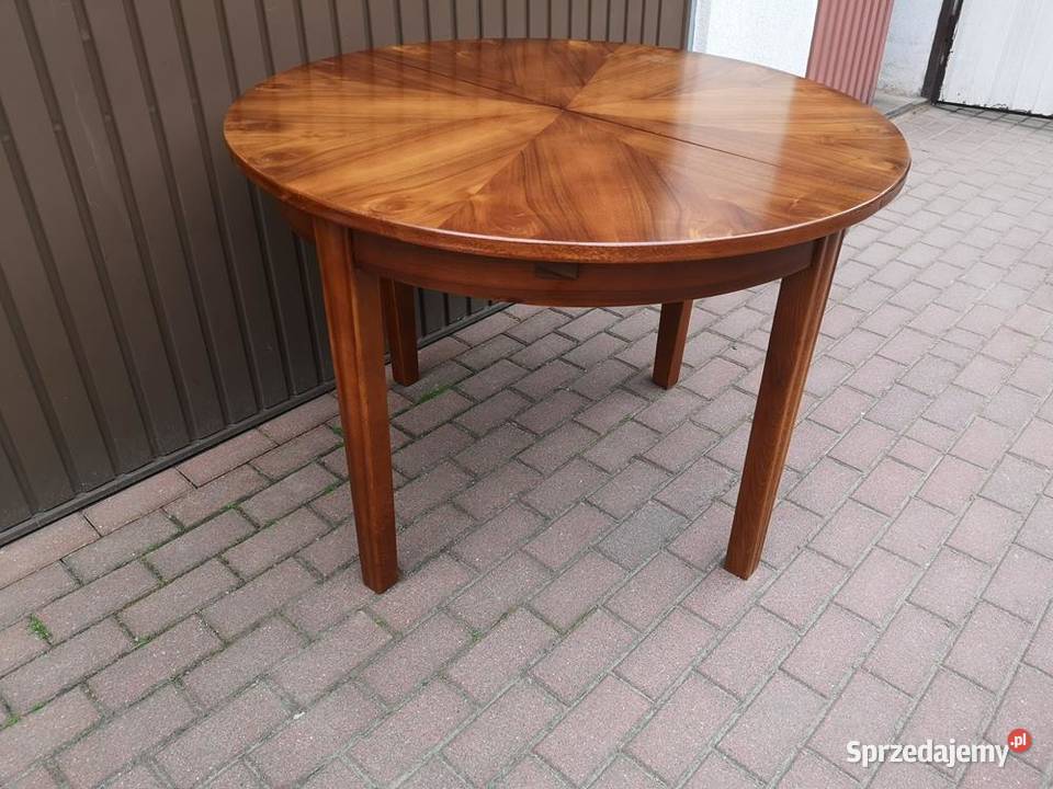 Stół ArtDeco Okrągły Orzech 109 Zgrabny Antyk Swarzędz