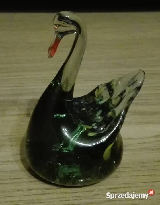 SZKLANA FIGURKA ŁABĘDŹ zielona wysyłka nowa Porcelana i szkło mazowieckie Warszawa sprzedam