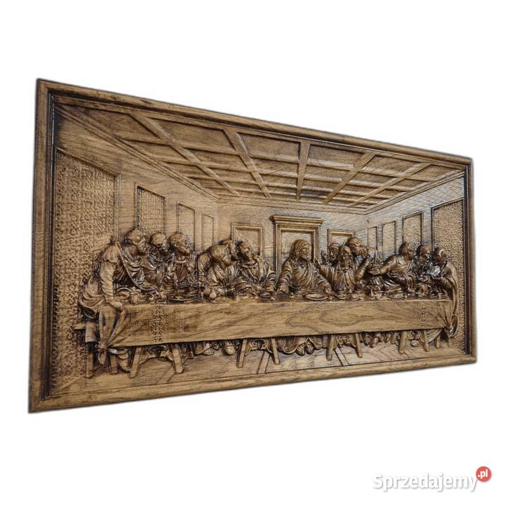 Płaskorzeźba w dębie Ostatnia Wieczerza Prezent Malechowo