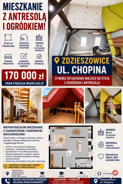 4707 m Antresola Ogródek 83 m Otwarta przestrzeń własność opolskie Zdzieszowice