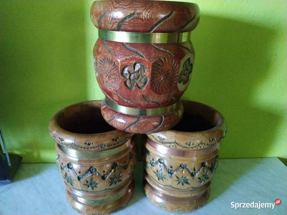 donice dębowe drewniane rzeźbione Łuków