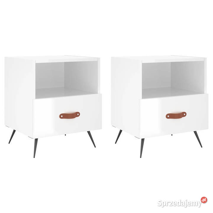 Szafki nocne 2 białe wysoki połysk 40x35x475 mazowieckie Warszawa
