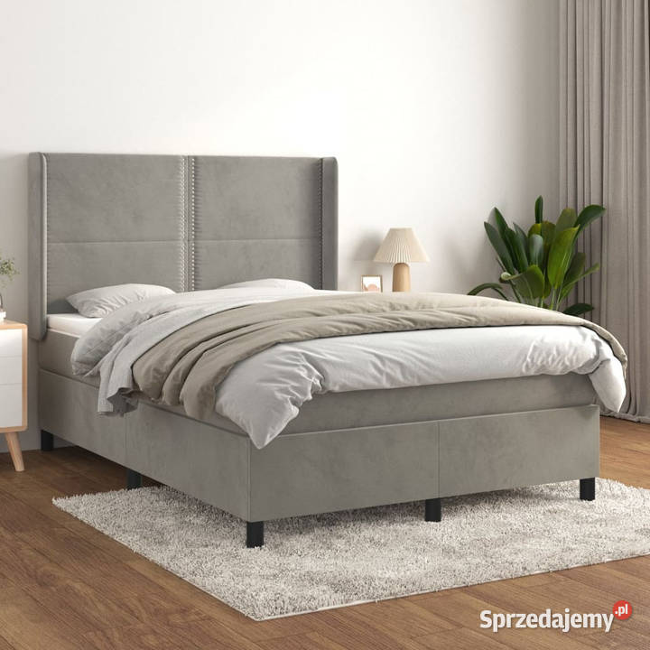 Łóżko kontynentalne z materacem jasnoszare 147cm Warszawa