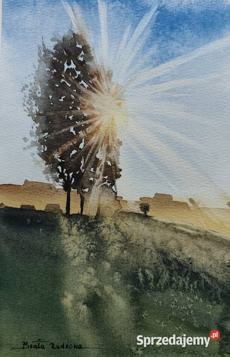 Obraz Akwarela Prześwity Oryginał Papier Mogilno