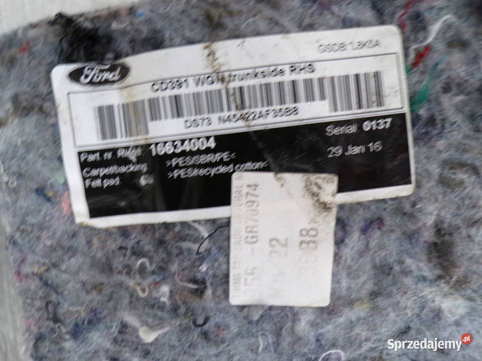 FORD MONDEO MK5 KOMBI TAPICERKA BOCZEK BAGAŻNIKA osobowe