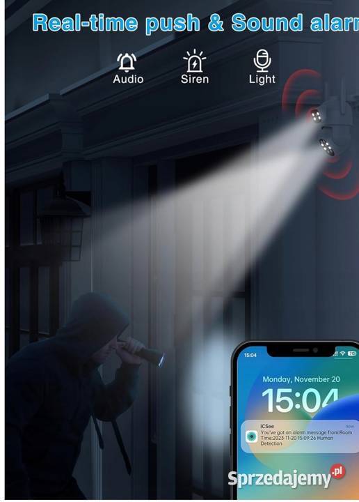 Kamera zewnętrzna wifi dwa obiektywy Tyczyn