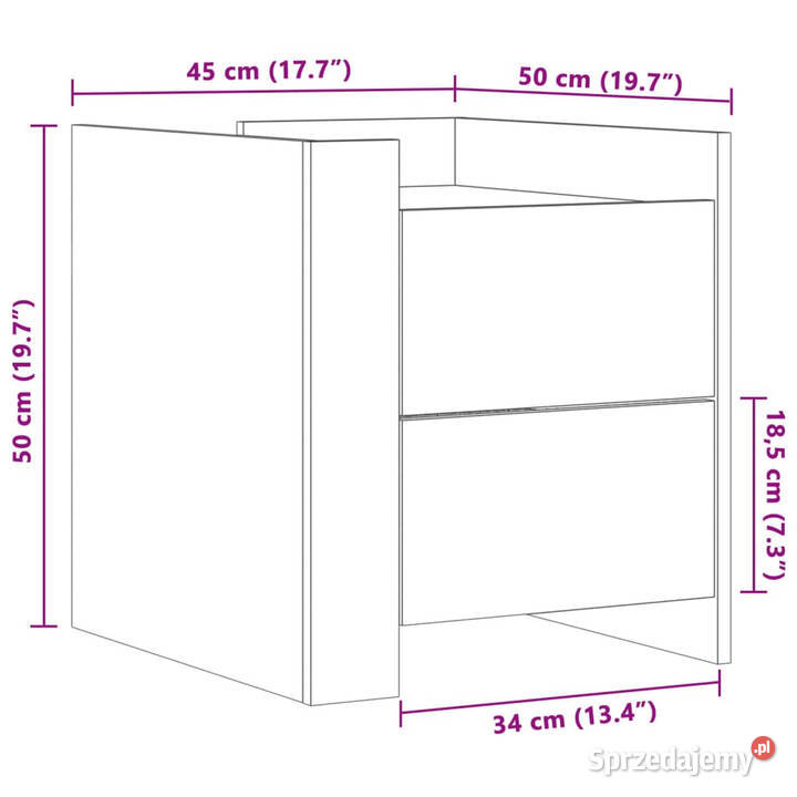 Szafka nocna opalany dąb 45x50x50 materiał mazowieckie Warszawa