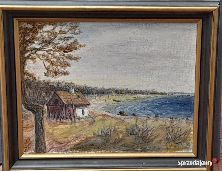 Domek wodą obraz olejny sygnowany Iłża
