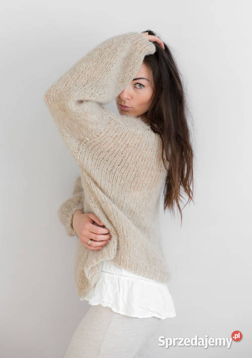 Sweter ręcznie robiony na drutach Oversize Gdynia Sprzedajemy pl