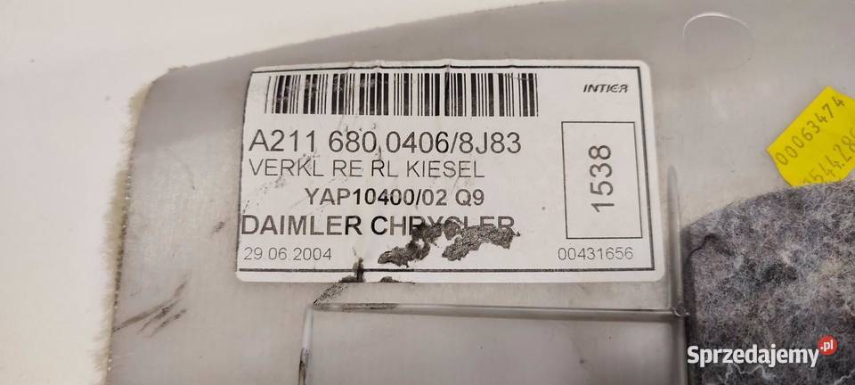 MERCEDES W211 OSŁONA TUNELU PRAWA A2116800406 dolnośląskie