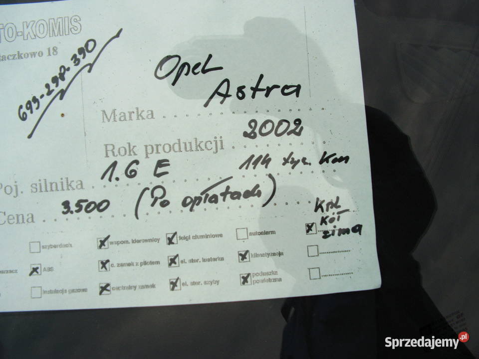 Opel Astra 16 Etylina 2002 ropłacona wielkopolskie Września
